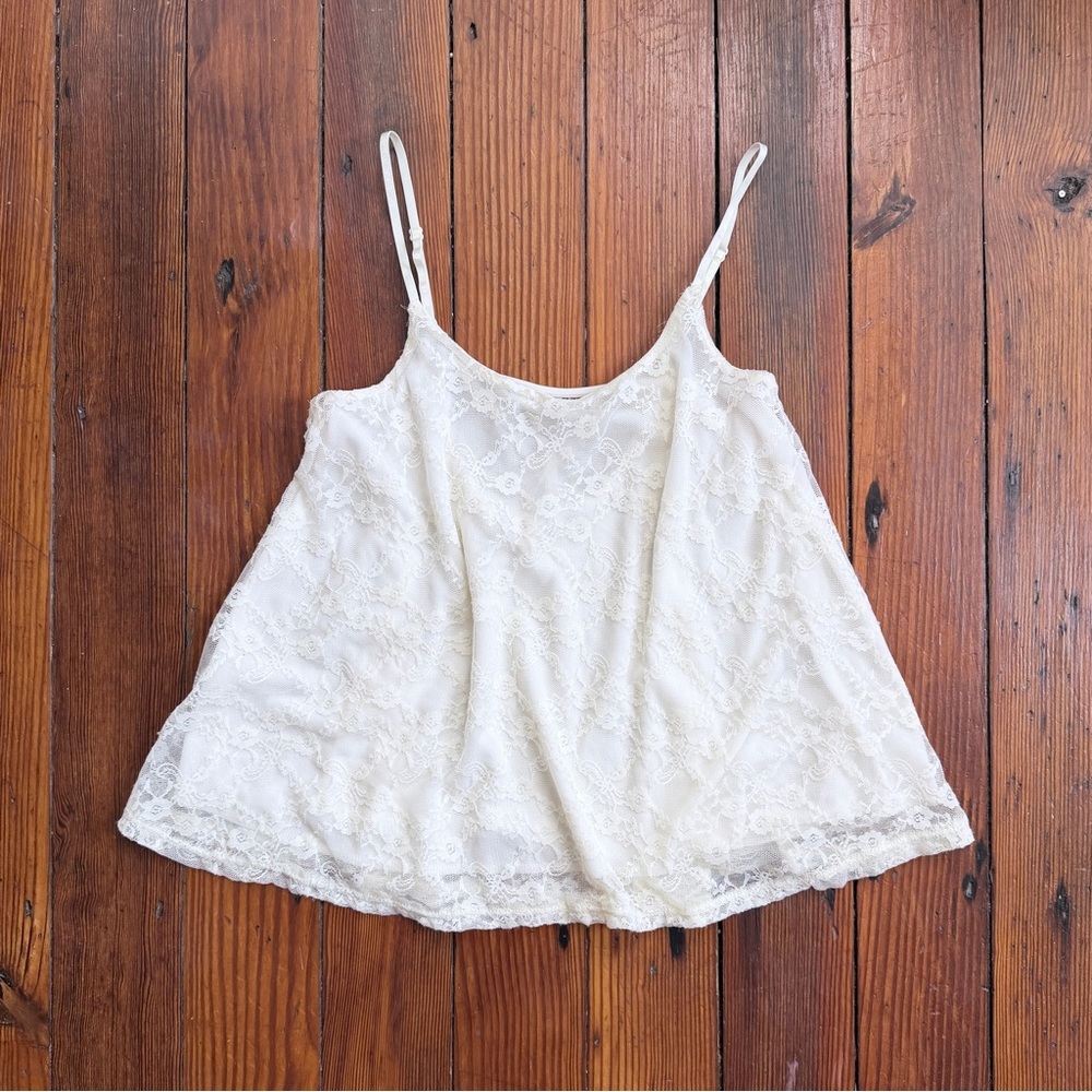 Frenchi lined lace trapeze cami ivory cream/white Small